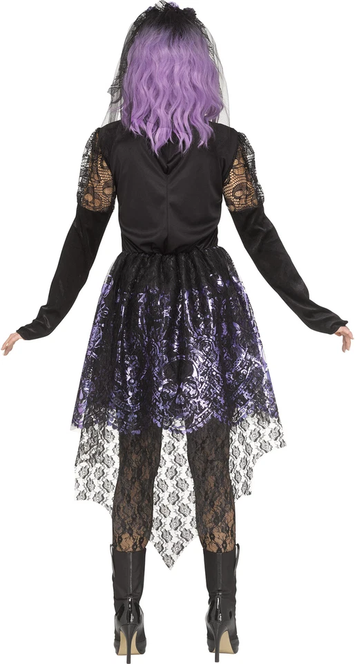 Dark Senorita Skeleton ADULT Womens Costume NEW Day of Dead Dress Headband - Image 2 of 4