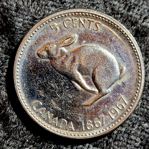 1867-1967 5 CENT THE FAMOUS CANADIAN RABBIT NICKLE💥READ DISCRIP INFO 2 ...