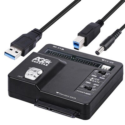 USB 3.0 to IDE and SATA Converter External Hard Drive Adapter Kit for Univers...