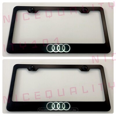 Laser Engraved Etched Quattro SLine Stainless Steel Finished License Plate Frame - Foto 4