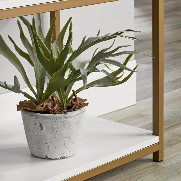 Estante de livros ouro branco 6 prateleiras estrutura de metal estilo simples dormitório quarto livro armazenamento - Imagem 3 de 4