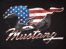 VINTAGE FORD MUSTANG AMERICAN FLAG T SHIRT..SIZE MEDIUM..20.5 PITS