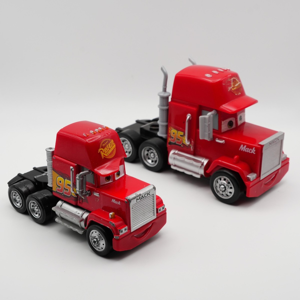 Disney Pixar Cars Mack Truck Lot Of 2 Red Tractor Semi Toy Mattel