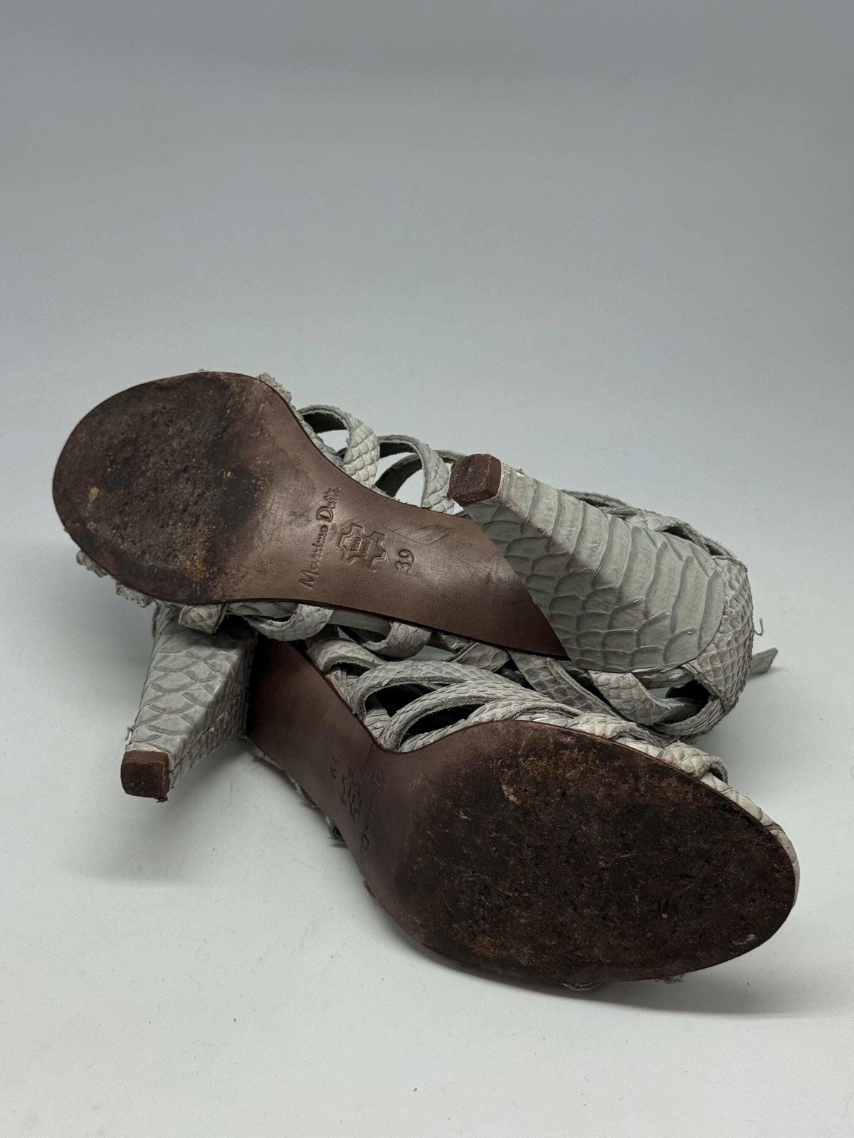 Massimo Dutti strappy leather heels, grey snakeskin sandals, EU39 thumbnail 4