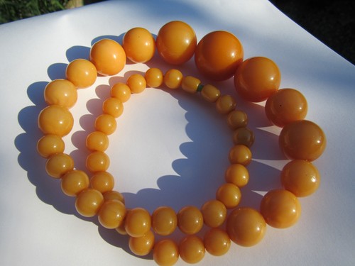 Ancien collier perles en Bakélite - Necklace Couleur Ambre Amber - Poids 66 gr - Picture 3 of 3