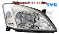 TYC 20-0241-05-2 Hauptscheinwerfer Rechts Scheinwerfer Frontscheinwerfer
