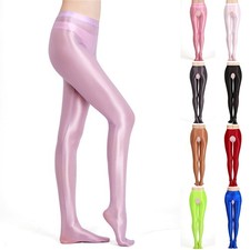 Medias pantimedias de alta calidad para mujer brillantes suaves color liso elásticas