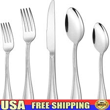 30pcs Stainless Steel Flatware Set Service 6 Dishwasher Safe Elegant Silverware