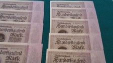 GERMANY 100,000 MARKS 1923, 9 CONSECUTIVES , ALL UNC.