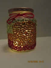 Decorative Yellow/Orange/Red Candle Holder/Mason Jar with Tea Candle