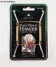 1   BRASS WIRE PLATE HANGER w brass hook/nail TRIPAR. FOR PLATE SIZE 5"- 7" Diam