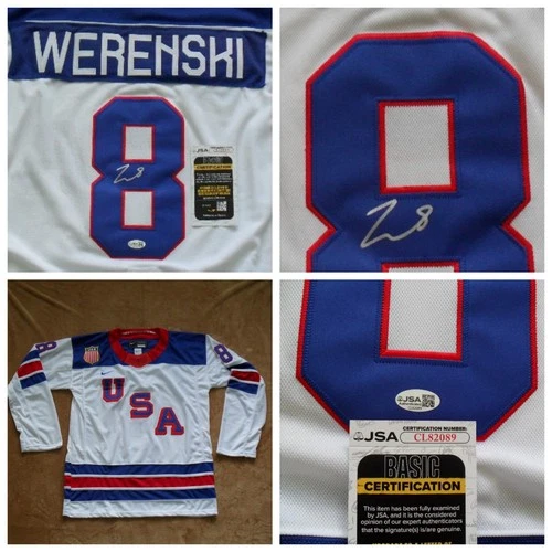 Zach Werenski Signed Team USA Hockey Jersey JSA COA - Columbus Blue Jackets