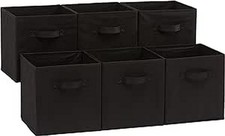 Collapsible Fabric Storage Cubes Organizer With Handles Black Pack of 6 NEW