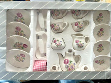 25pc Vintage China Tea Set 4 Child's Coffee Tea Set Rose Pattern Semi Porcelain