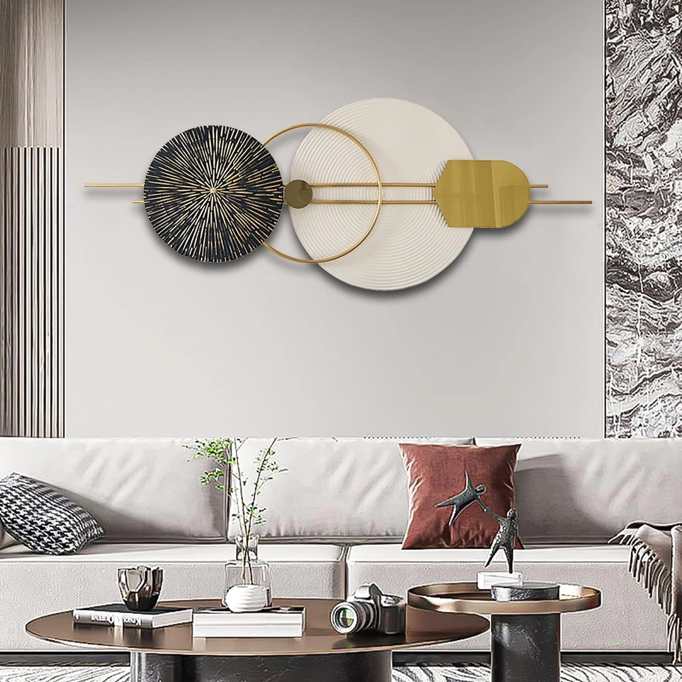 3D Round Metal Wall Decor, 120x50cm Art for Living Room - Large Nature Home D... - Image 4 of 4