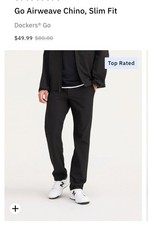 Dockers Go Air Wave Chino Slim Fit Pants 38x32 NWT Black