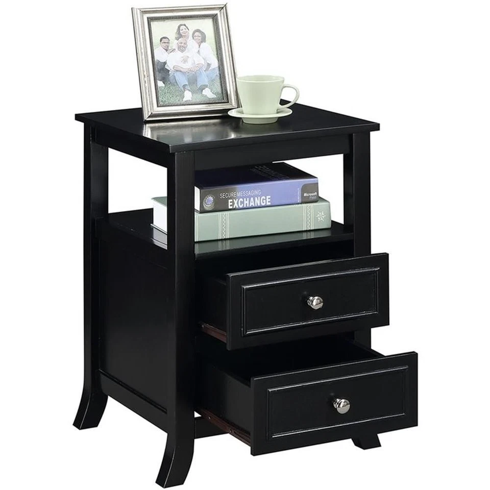 Convenience Concepts Melbourne Two-Drawer End Table in Black Wood Finish - Image 3 of 3