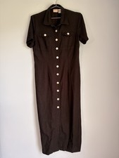 Vintage Black St John’s Bay Dress Mother Of Pearl Buttons 8M, Coastal, Preppy