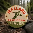 Vintage Mallard Seed Corn Porcelain Sign Feed Farmers Hybrid Pioneer Gas Oil USA