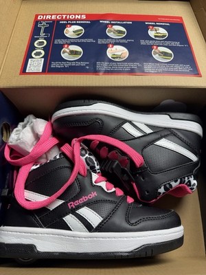Reebok + HEELYS Youth Kids  Mid Top Wheel Size 13c Black Pink New In Box