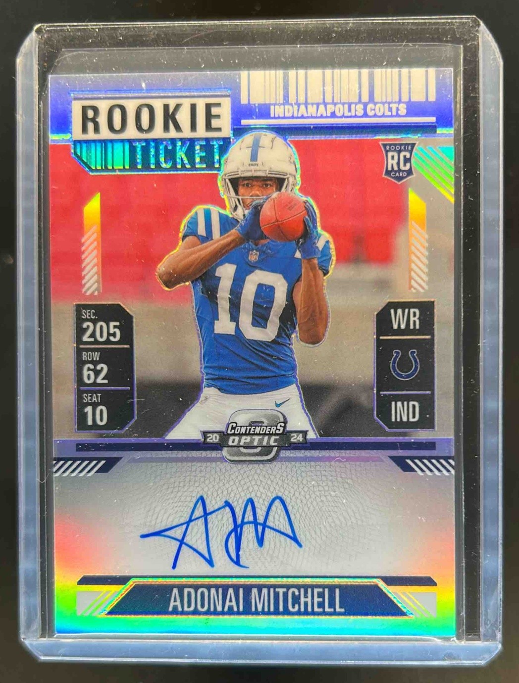 2024 Contenders Optic Adonai Mitchell Rookie Ticket RPS Auto Silver Prizm #108