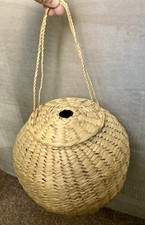 Vintage Woven Basket Bag with Lid