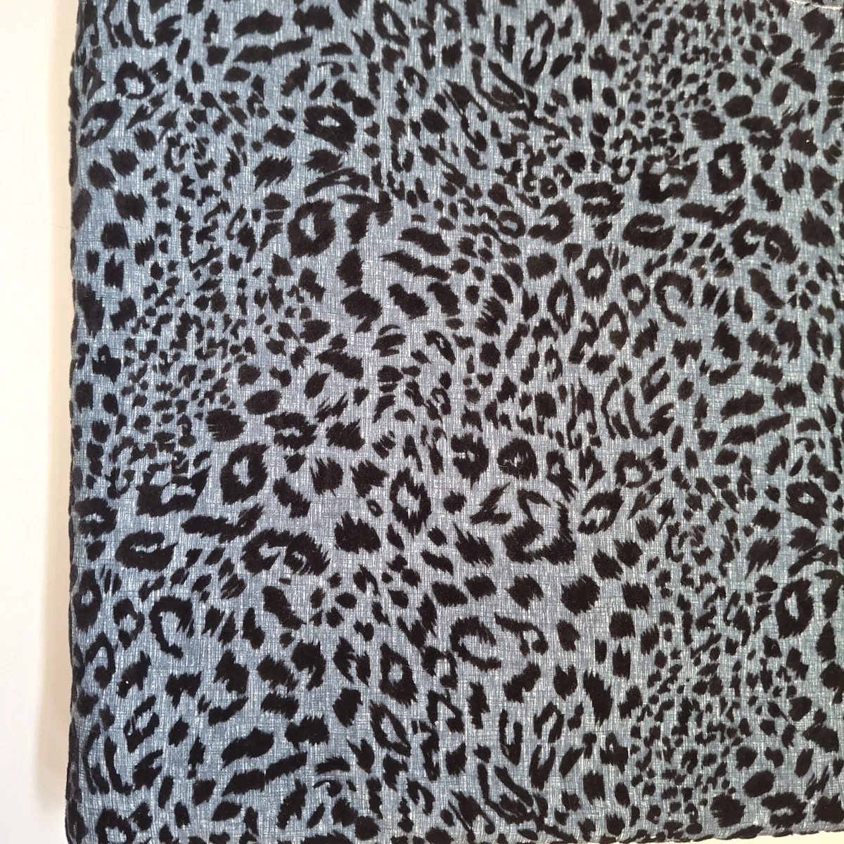 Stretch Knit Blue Textured Fabric with black velvet leopard print 150cm x 1.4m