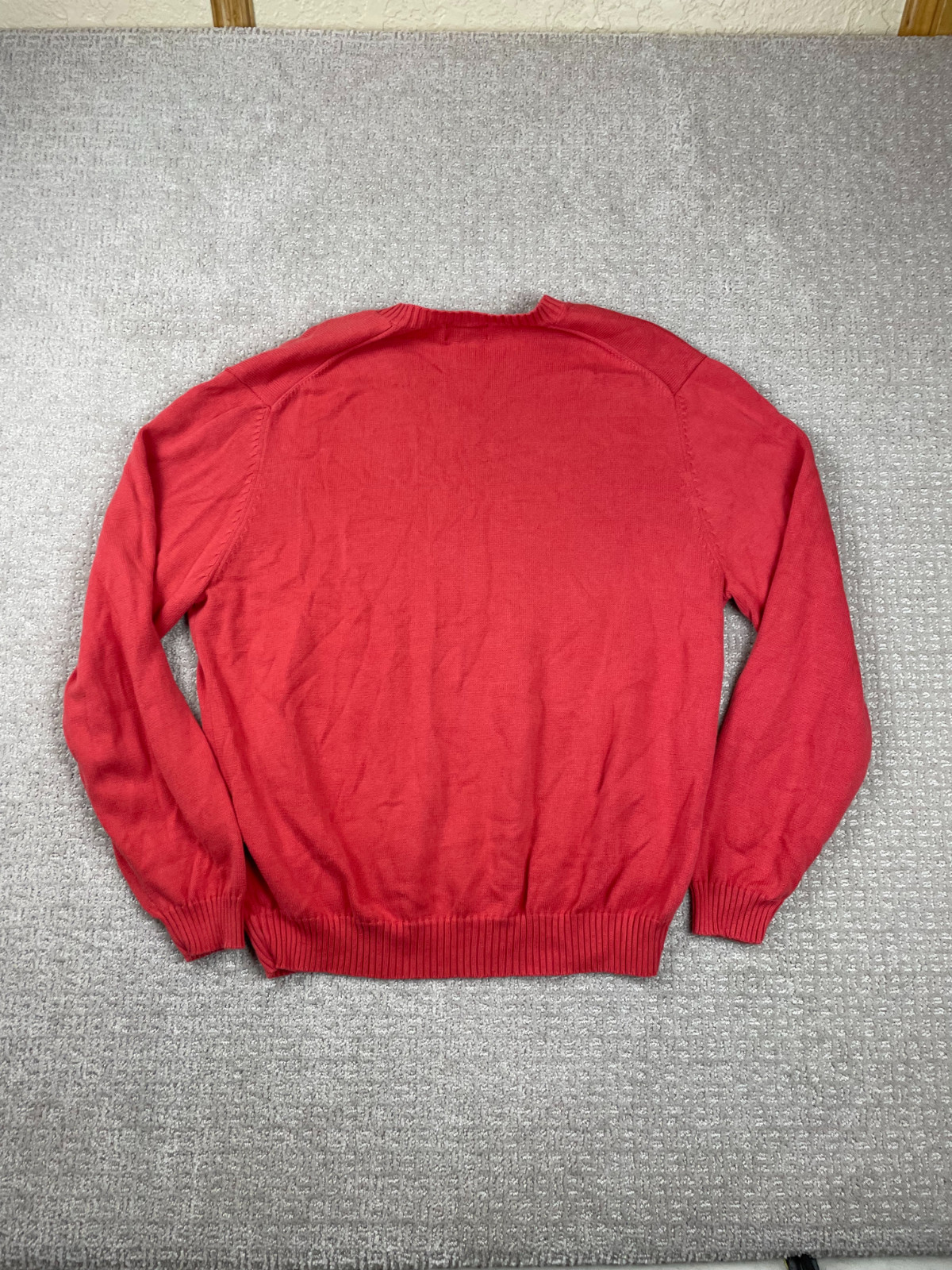 Vintage Brooks Brothers 346 Sweater Mens Large Salmon Pink V Neck Knit Cotton thumbnail 5