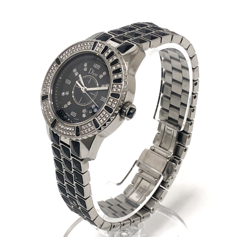 Dior CD113119 Crystal Diamond Bezel 16P Quartz Date Watch Round