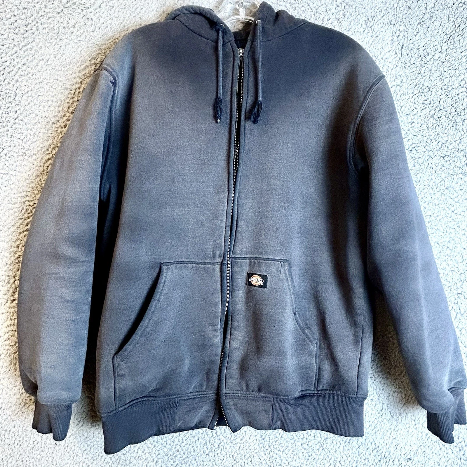 VTG Dickies Hoodie Sweatshirt Medium Quilt Lined Sun Faded Work Wear (Read Desc)