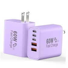 60W USBC Wall Charger Block - Type C Phone - Lavender