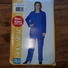 See & Sew #5352.  Women's Jacket, Top and Pants. 16W,18W,20W. 1997. UNCUT