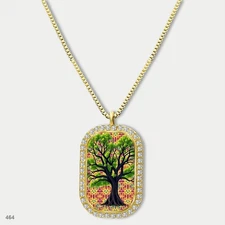 Amazing Colorful Tree of Life Pendant Necklace Chain Photo Dog Tag Chain Gift De