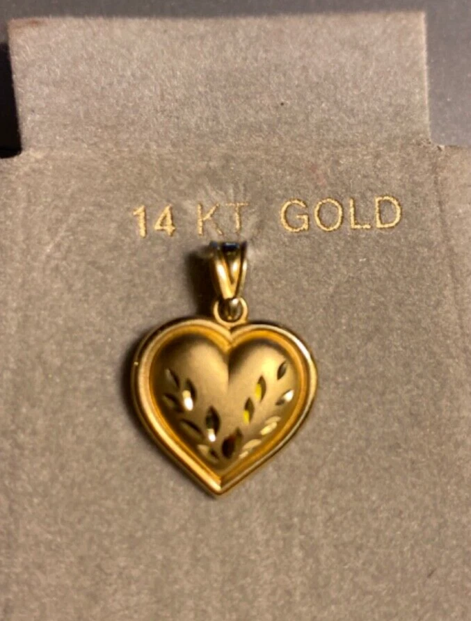 14K Yellow Gold Puffed Heart Necklace