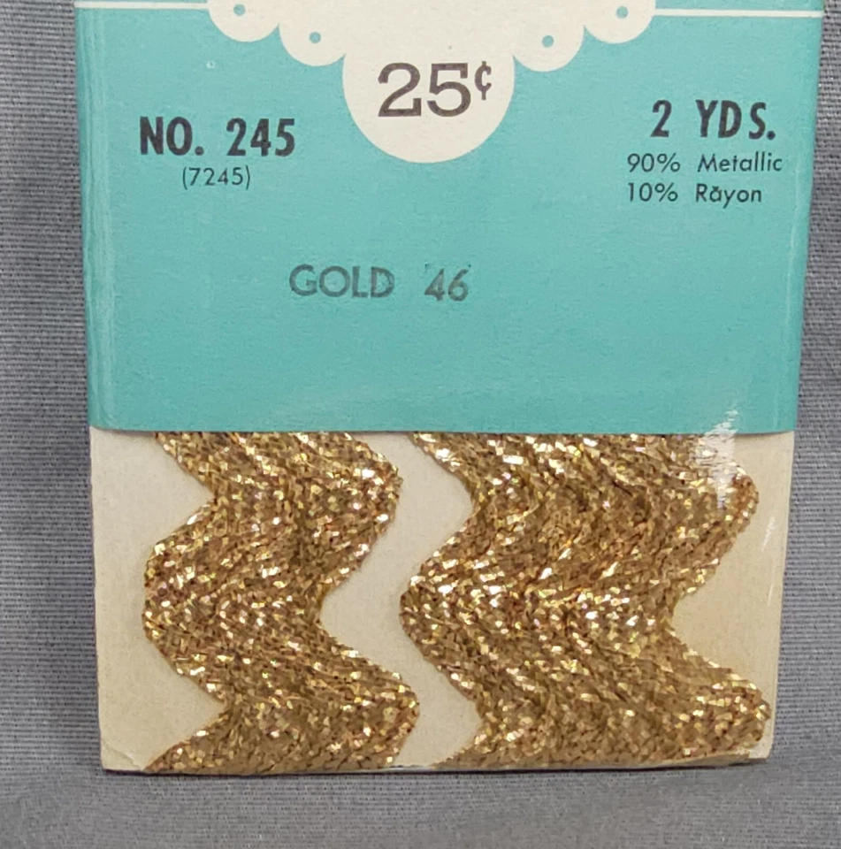 VTG Wright's Metallic Gold JUMBO Rick Rack Sewing Trim 2 Yds NOS Sealed Package - Image 4 of 4