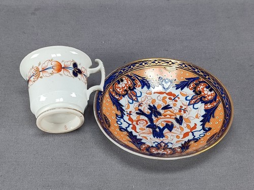 Coalport Pattern 599 Hand Painted Imari Japan Coffee Cup & Saucer C.1810-1815 B - Picture 3 of 12