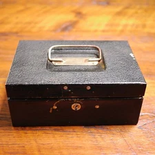 Vintage Durham Manufacturing Black Steel Lock Cash Box NO KEY