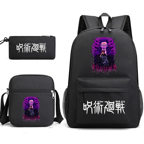 Zaino scuola Anime Jujutsu Kaisen borsa a tracolla astuccio portamatite set 3 pezzi - Foto 9 di 56