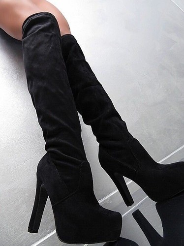 GoGo Original Tacones Altos OTK Sobre la Rodilla Plataforma Botas Negro 36 - Imagen 4 de 6