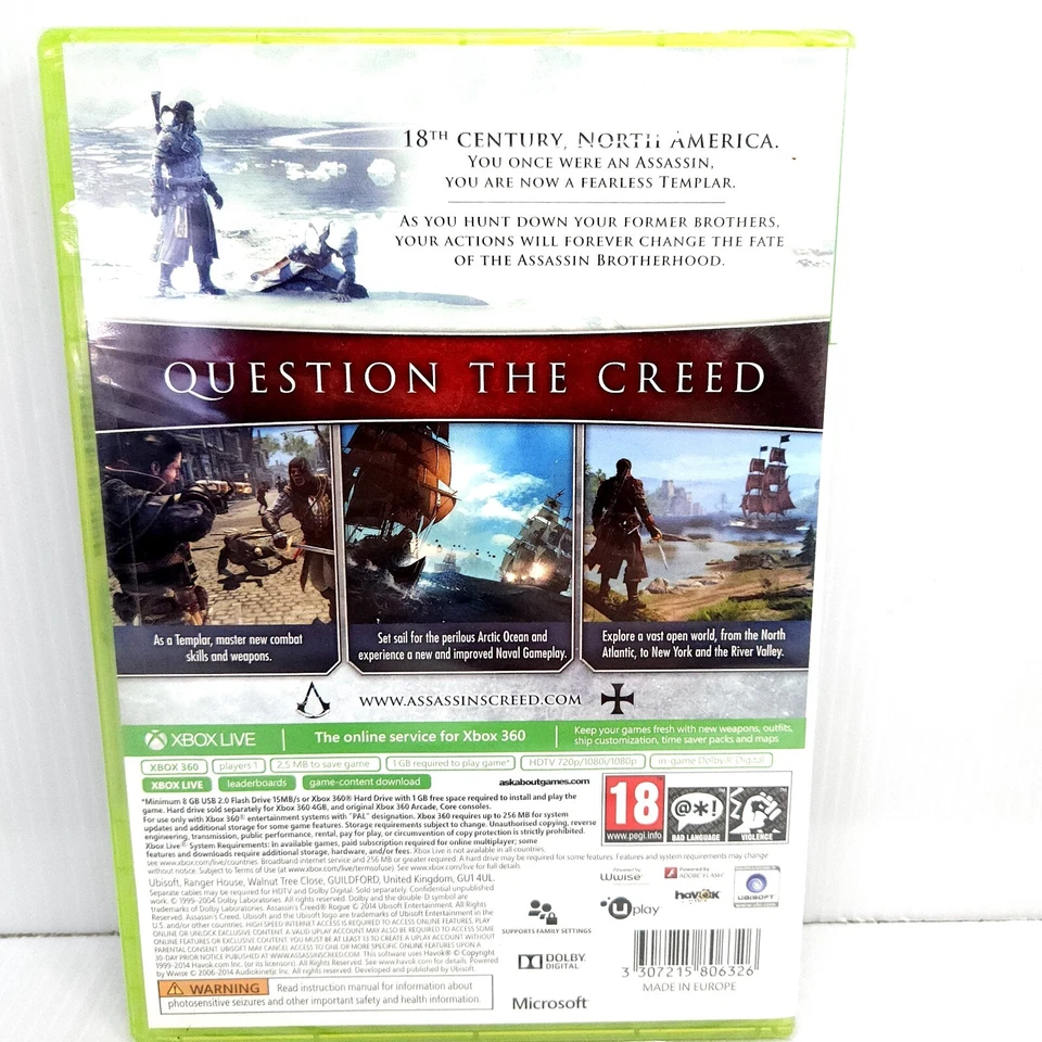 Assassin's Creed Rogue - Microsoft Xbox 360 PAL Game - BRAND NEW SEALED - Image 2 of 4