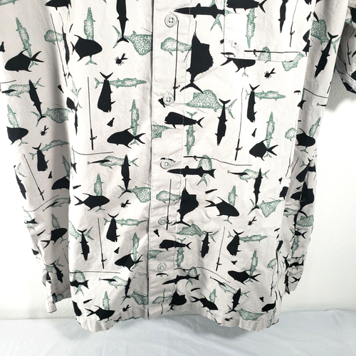Camisa Columbia PFG para Hombre Grande L Gris Todo Estampado de Pescado Ventilado Botones - Imagen 3 de 8