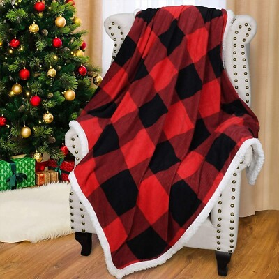 Sherpa Überwurf Decke super weich Fleece Wende Couch Bett Sofa 150 x 130 cm rot