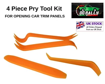 D G RALLY LTD 4 PIECE CAR TRIM REMOVAL TOOL KIT PANEL DOOR PRY DASH INTERIOR CLIP SET PLASTIC