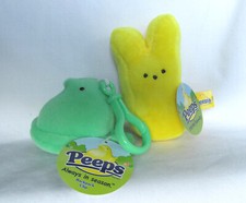 New Peeps Plush 4" Yellow Bunny Green Chick Backpack Clips Stuffed Animal Easter