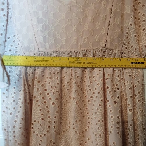 Akemi + Kim Anthropologie Brooke Eyelet Midi Swing Dress Pink S 2 W/ Slip Dress - Picture 15 of 21