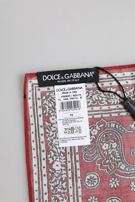 DOLCE & GABBANA Scarf Red Floral Cotton Square Foulard 39.5