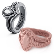Rinfit's Pear&Marquise Bundle - Soft&Comfortable Wedding Rings for Women - 2pack