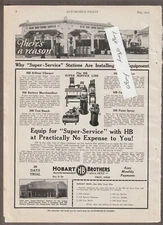 1929 HOBART BROTHERS Mag AD~Troy OH~BELLEFONTAINE Gas STATION~Blue Bird~ENGINITE