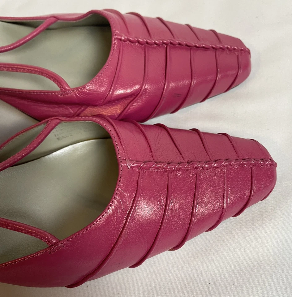Bellini Calista Zapatos Eslinga Trasera 9M Rosa Pintuck Cuero Bloque Tacones Formales Foto 4 de 4