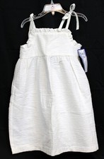 New Kellys Kids White Summer Sun Dress Seersucker Stripe sz 5-6 Ruffle Tie Strap